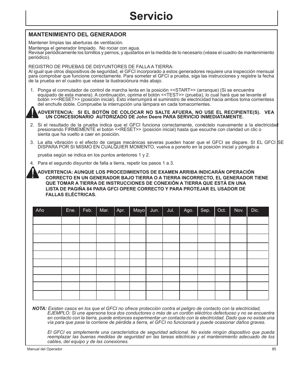 Servicio | John Deere AC-G4010S User Manual | Page 85 / 98