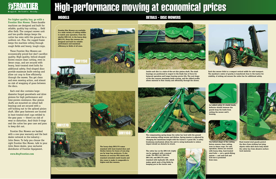 High-performance mowing at economical prices, Details - disc mowers, Models | John Deere DM1270 User Manual | Page 3 / 4