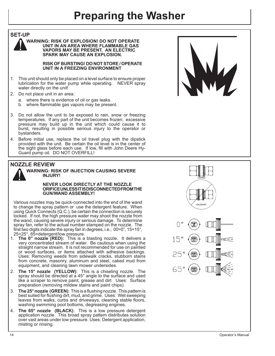 Preparing the washer | John Deere AC-2500E User Manual | Page 14 / 64