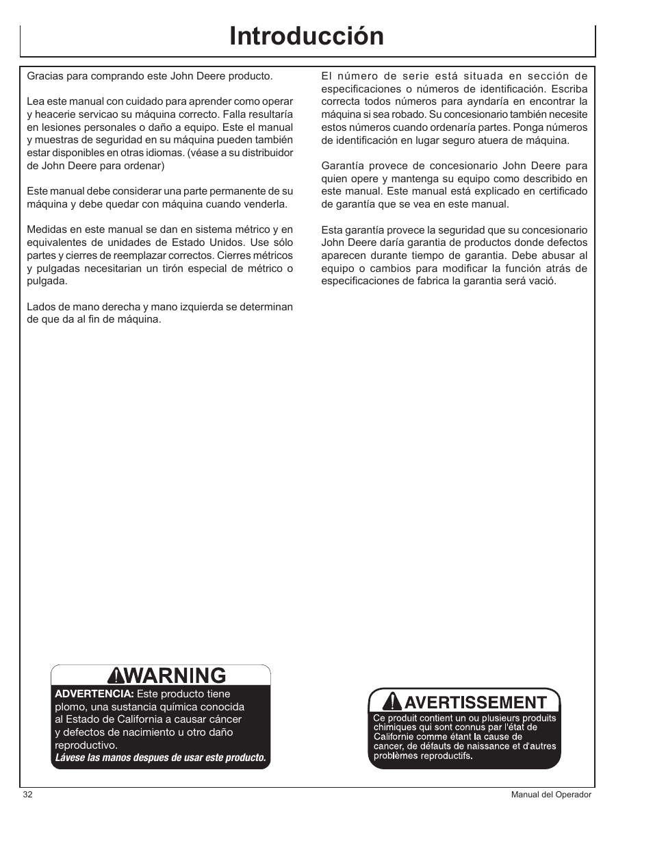 Introducción | John Deere AC-2500E User Manual | Page 32 / 64