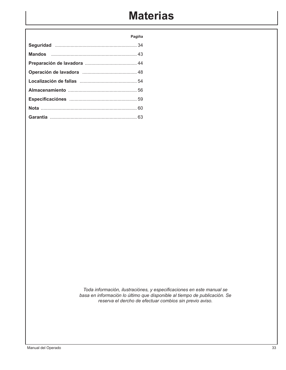 Materias | John Deere AC-2500E User Manual | Page 33 / 64