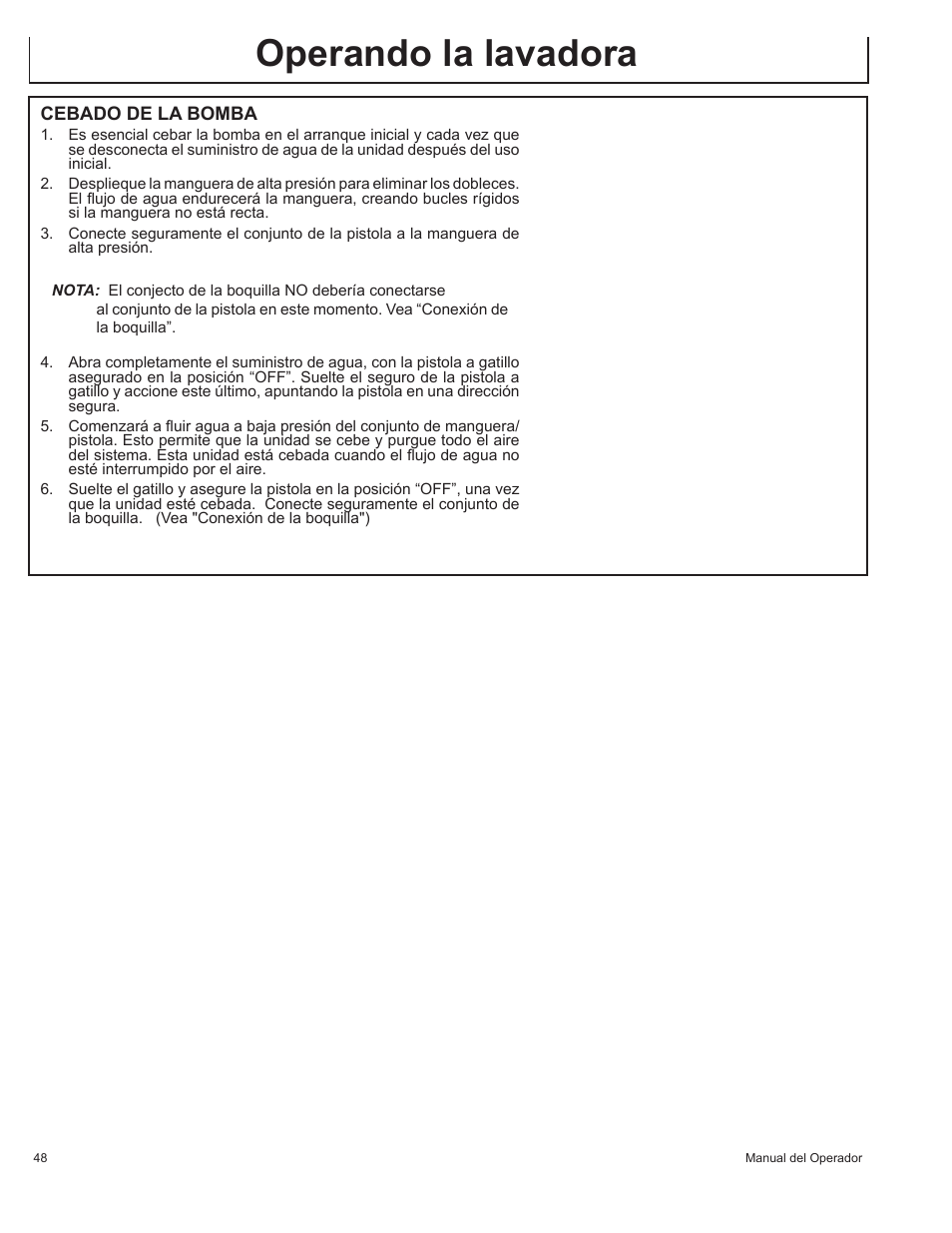 Operando la lavadora | John Deere AC-2500E User Manual | Page 48 / 64