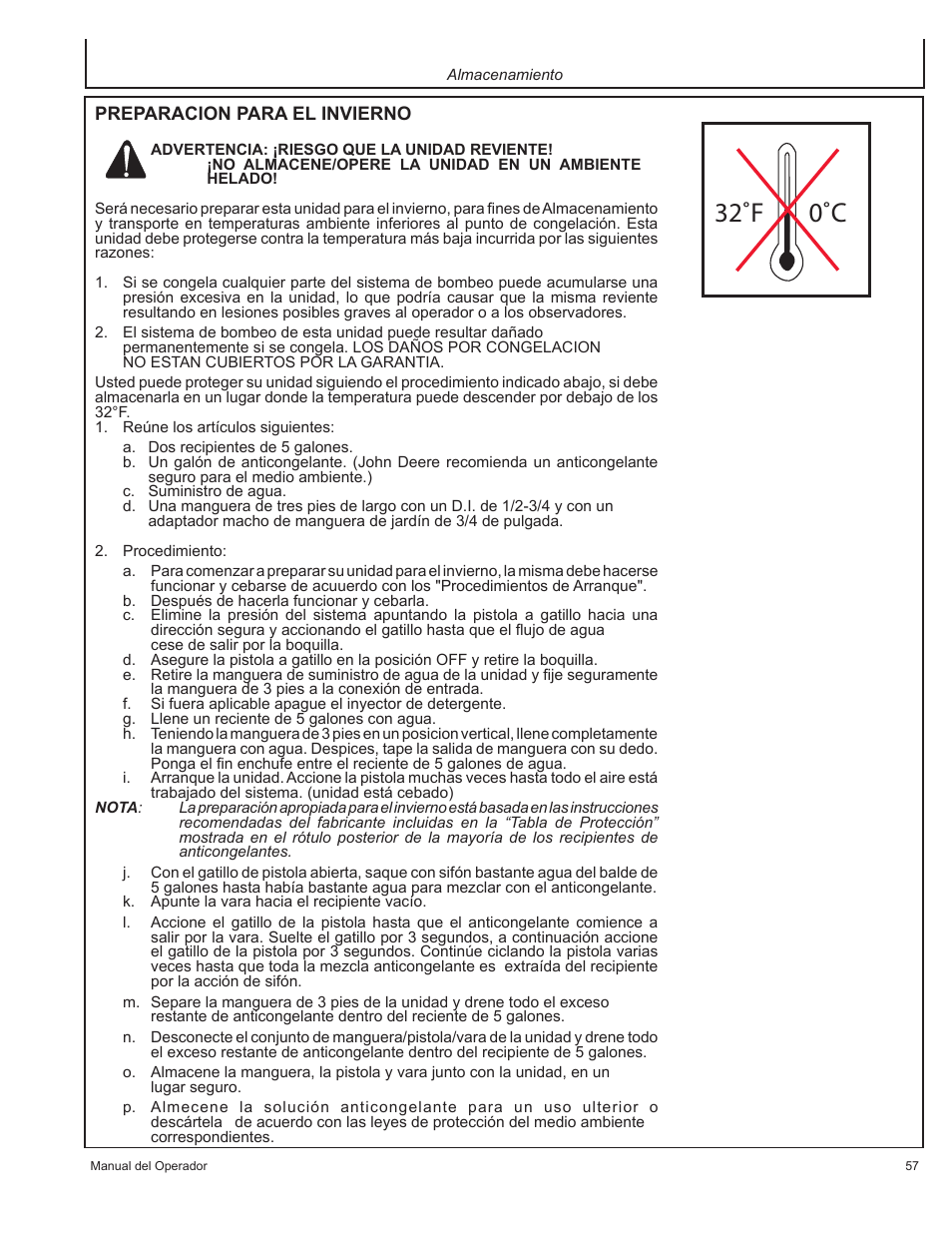 32˚f 0˚c | John Deere AC-2500E User Manual | Page 57 / 64