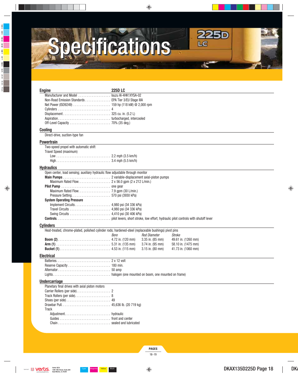 Dkax135d225d_018, Specifications | John Deere 135D User Manual | Page 18 / 24