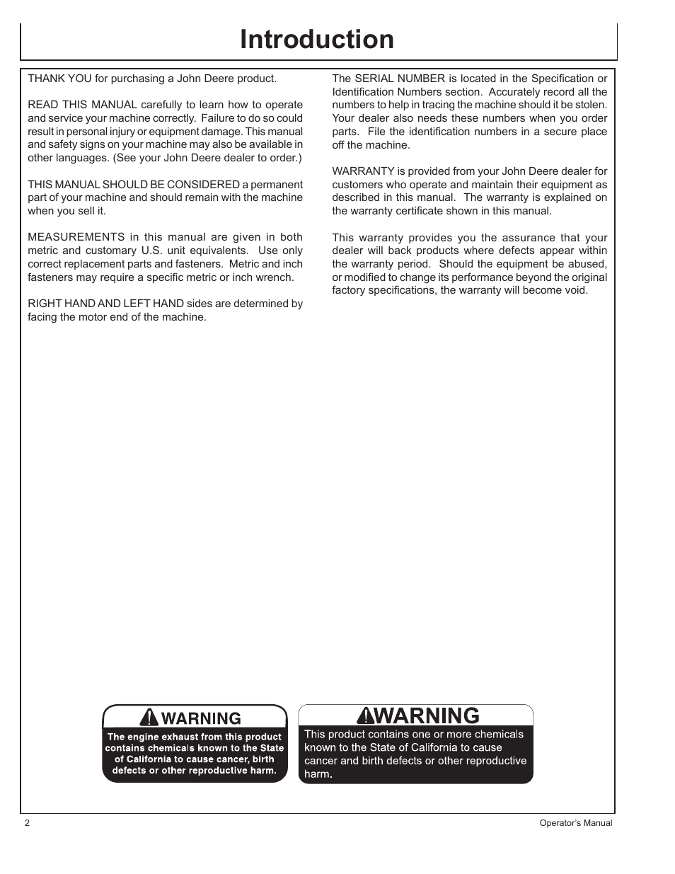 Introduction | John Deere AC1-CG16H User Manual | Page 2 / 92