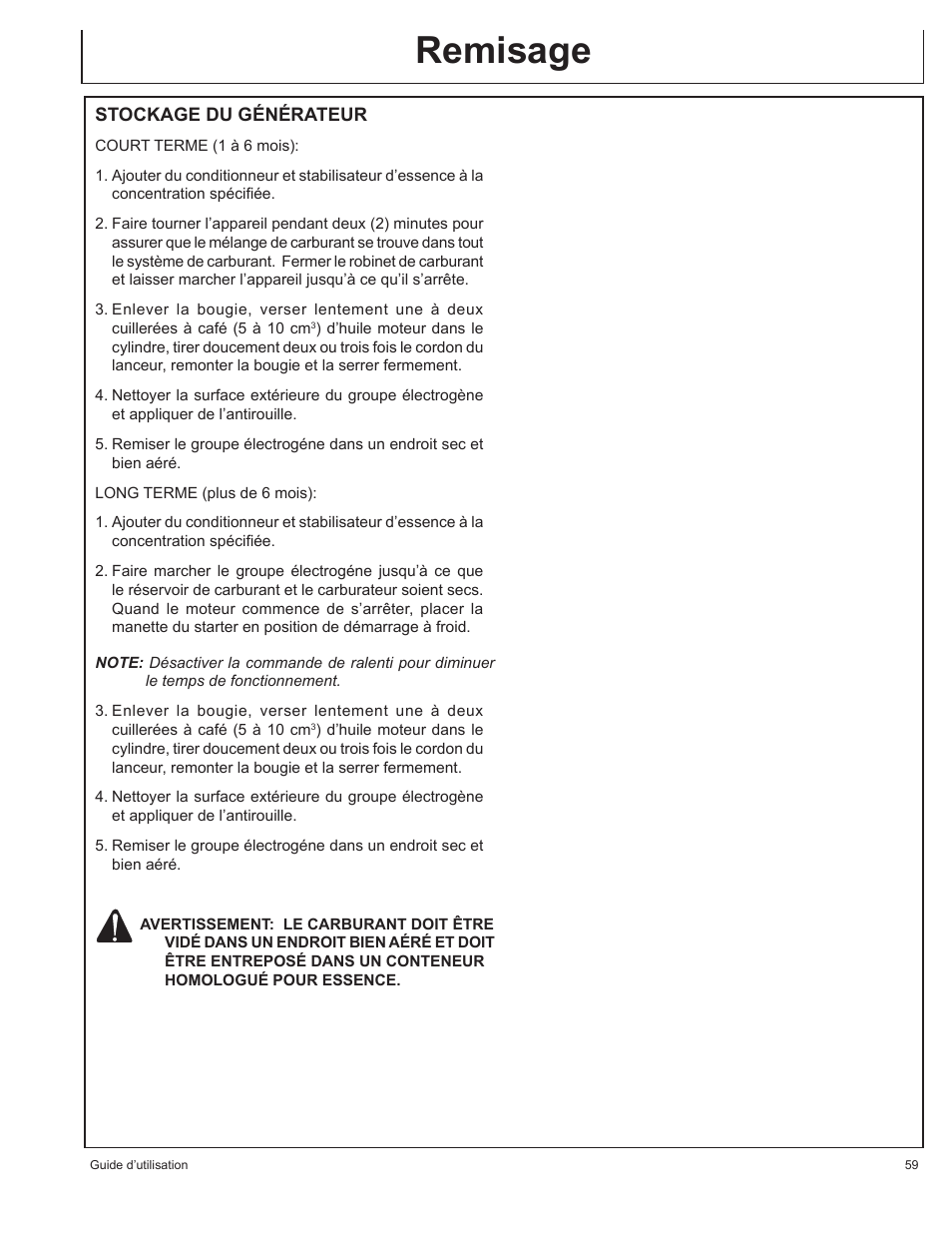 Remisage | John Deere AC1-CG16H User Manual | Page 59 / 92