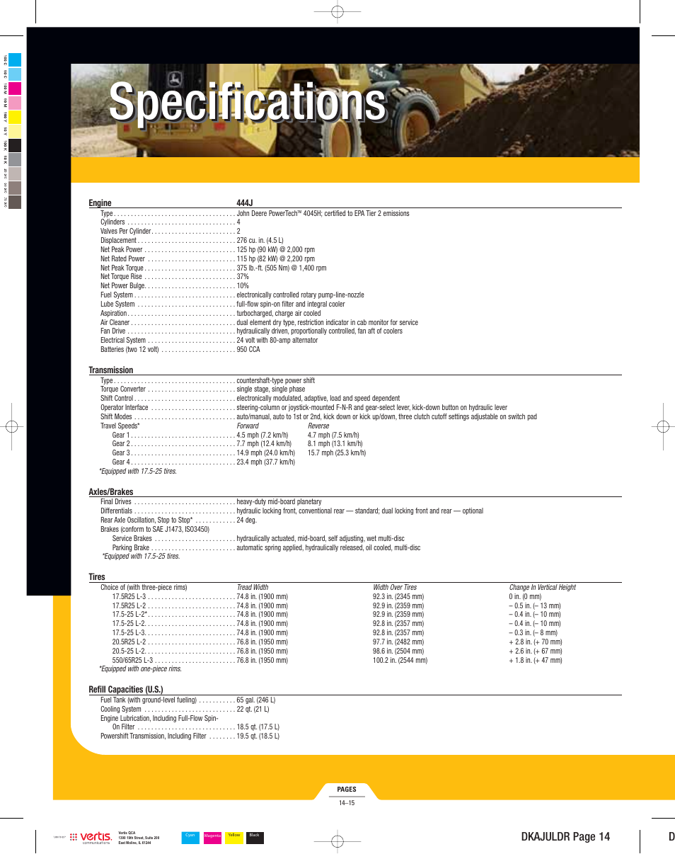 Specifications | John Deere 624J User Manual | Page 14 / 32