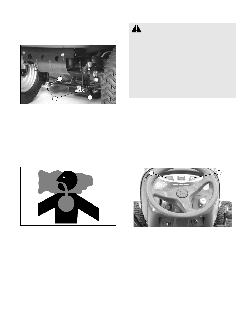Testing safety systems, Testing indicator lights, Operating | John Deere GT2554 User Manual | Page 17 / 56