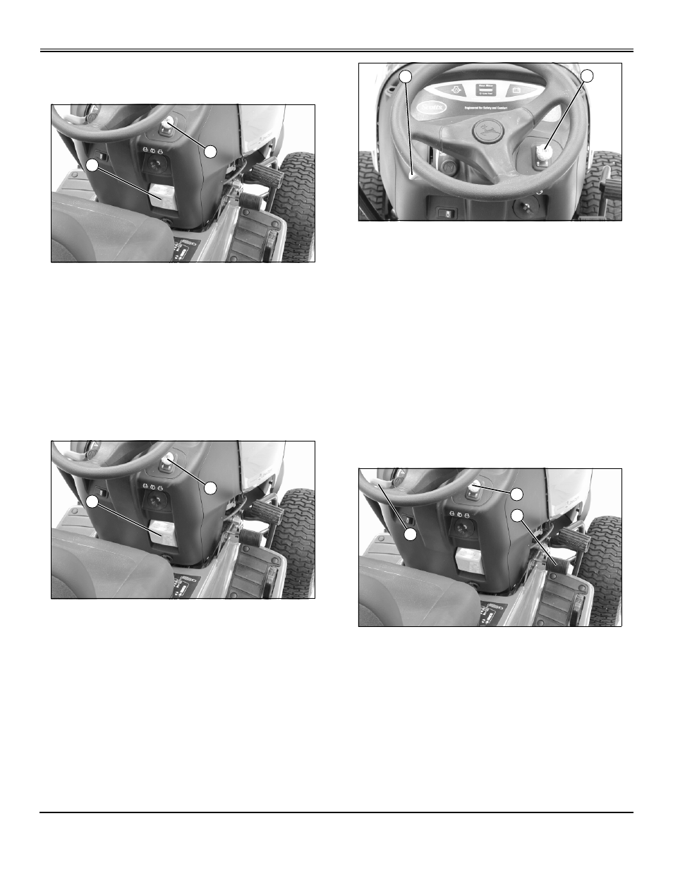 Testing park brake switch, Testing pto switch, Testing seat switch and pto switch | Testing seat switch and brake switch, Operating | John Deere GT2554 User Manual | Page 18 / 56