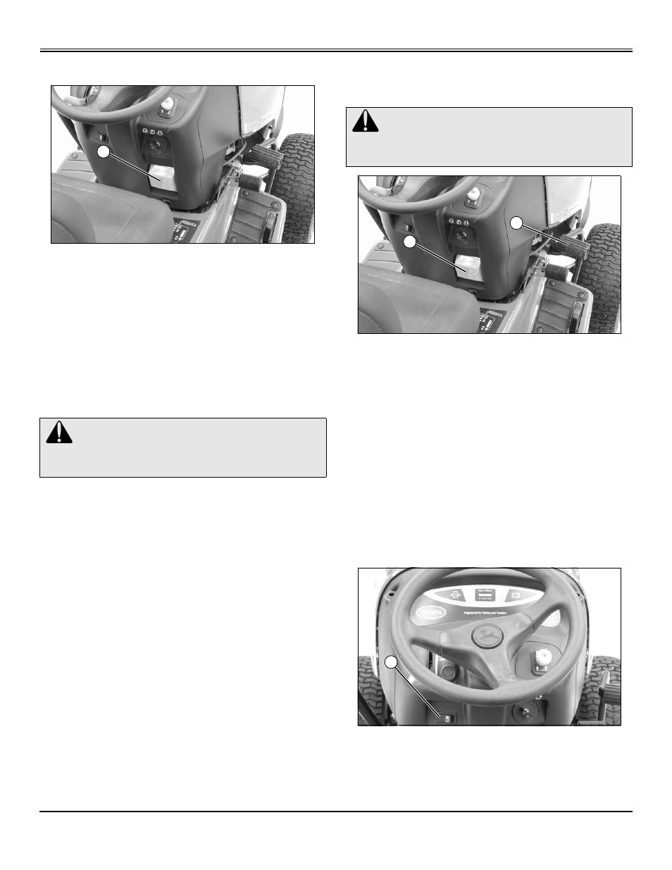 Testing park brake, Testing reverse implement option (rio) switch, Using park brake | Using headlights, Operating | John Deere GT2554 User Manual | Page 19 / 56
