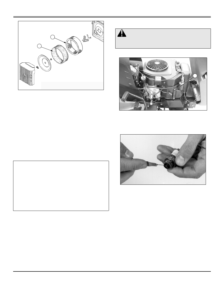 Spark plugs, checking, Service engine | John Deere GT2554 User Manual | Page 31 / 56
