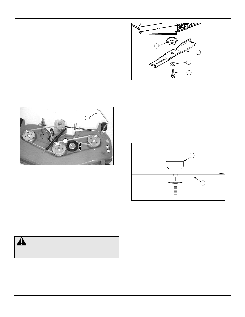 Adjusting mower drive belt tension, Servicing mower blades, Service mower | John Deere GT2554 User Manual | Page 36 / 56