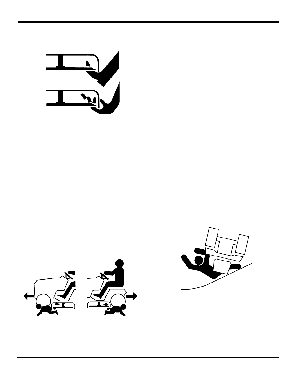 Rotating blades are dangerous, Parking safely, Avoid tipping | Safety | John Deere GT2554 User Manual | Page 8 / 56