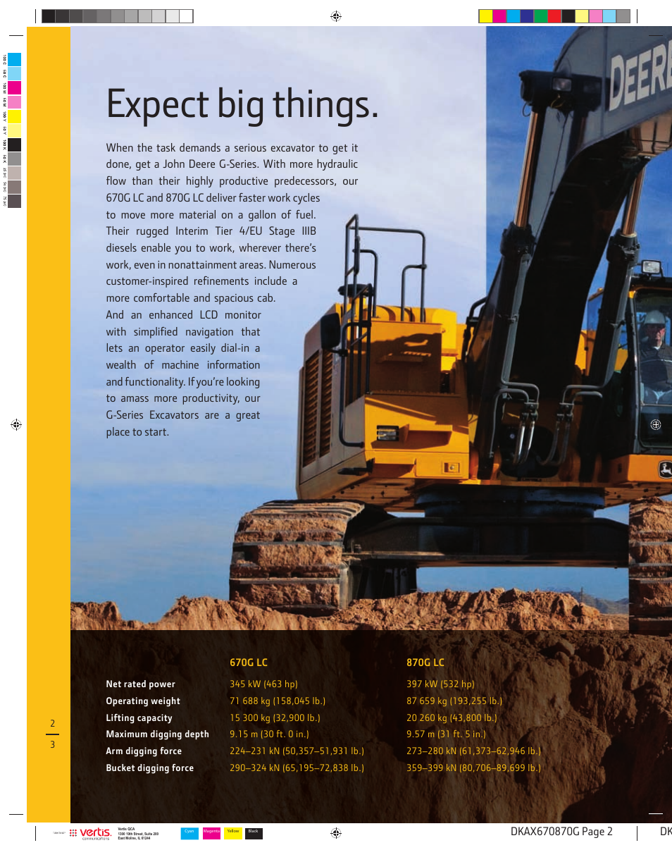 Expect big things | John Deere 870G LC User Manual | Page 2 / 28