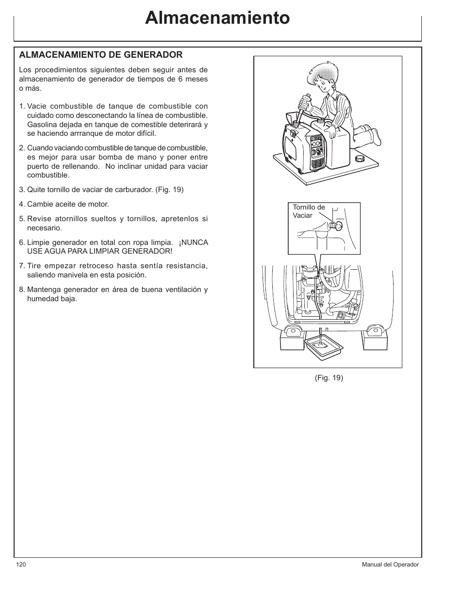 Almacenamiento | John Deere HR-G1100 User Manual | Page 120 / 124