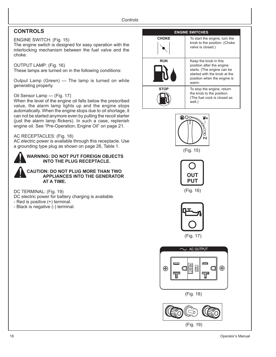 Controls, Out put | John Deere HR-G1100 User Manual | Page 18 / 124