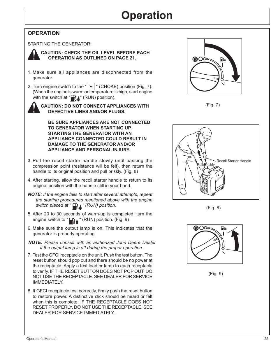 Operation | John Deere HR-G1100 User Manual | Page 25 / 124
