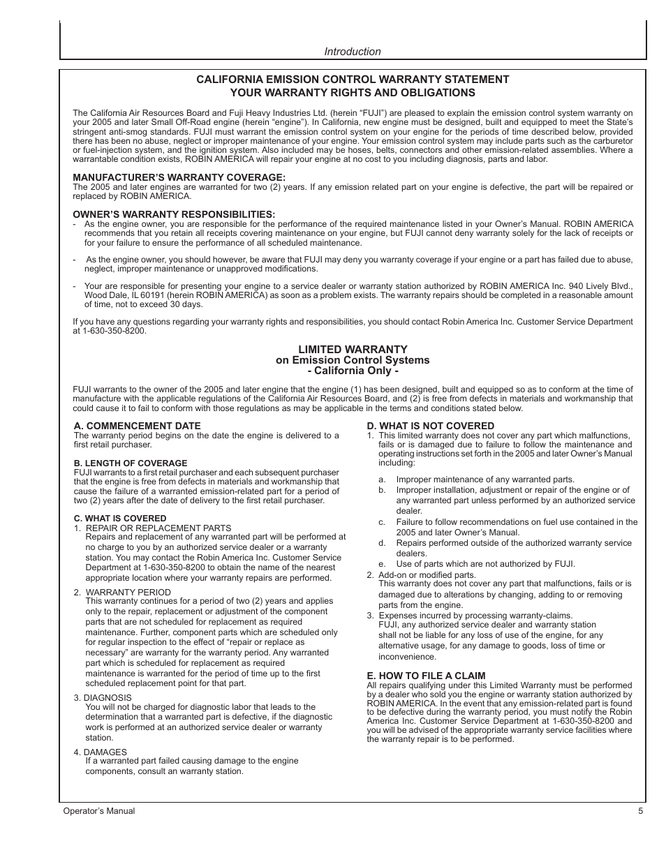 John Deere HR-G1100 User Manual | Page 5 / 124