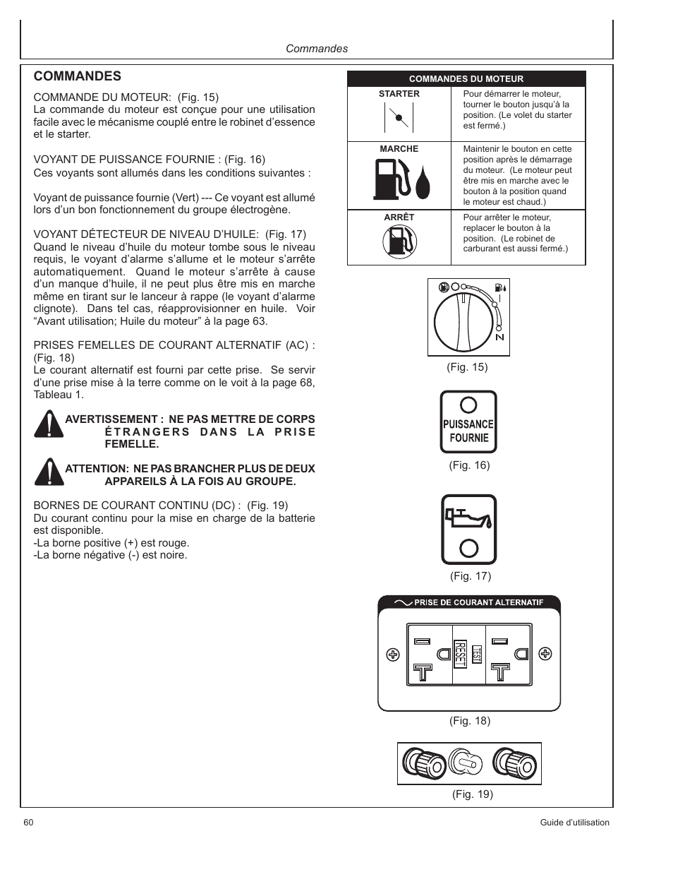 Commandes | John Deere HR-G1100 User Manual | Page 60 / 124