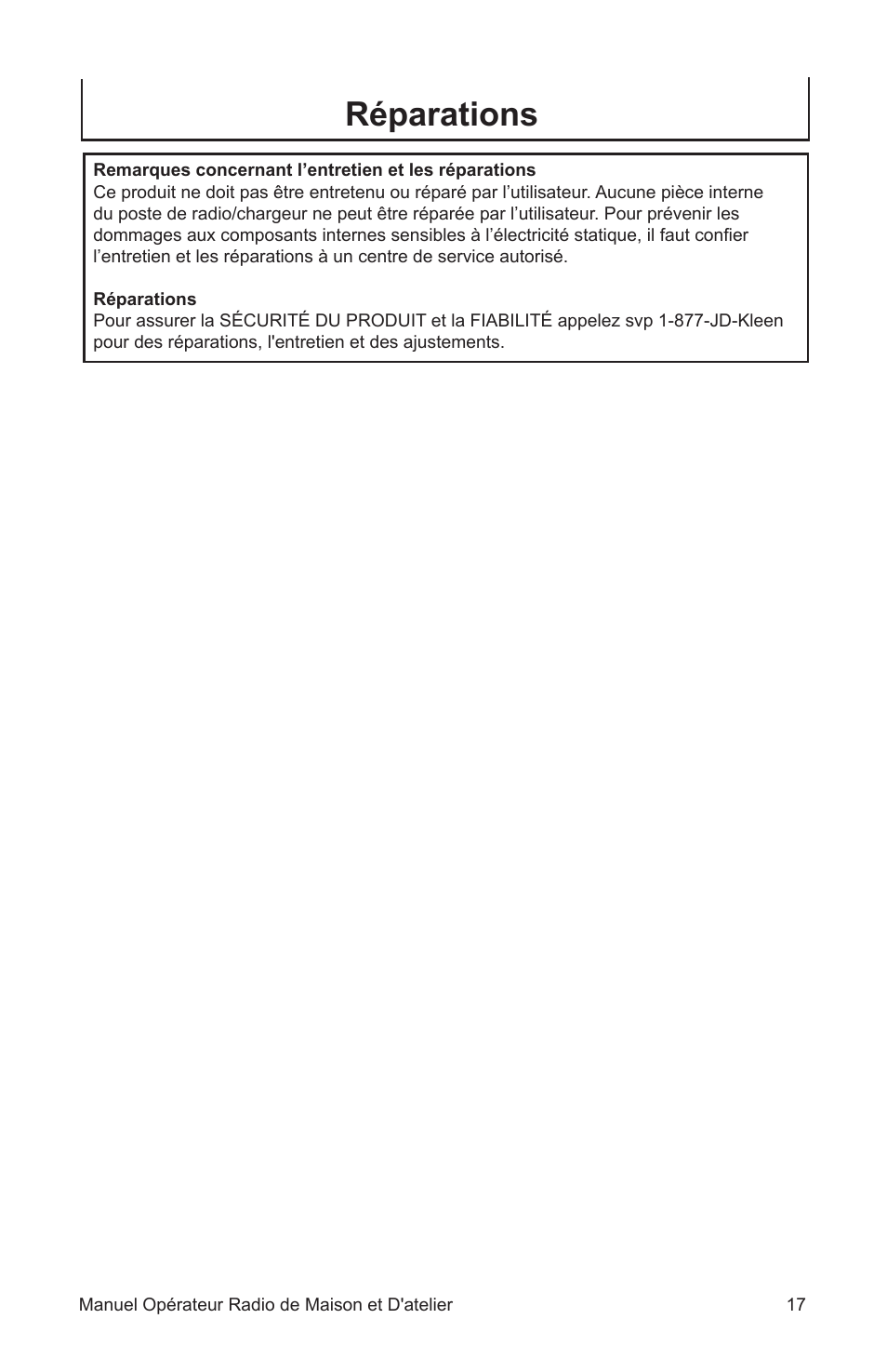 Réparations | John Deere ET-3903-J User Manual | Page 17 / 28