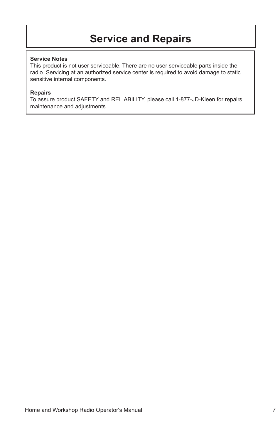 Service and repairs | John Deere ET-3903-J User Manual | Page 7 / 28
