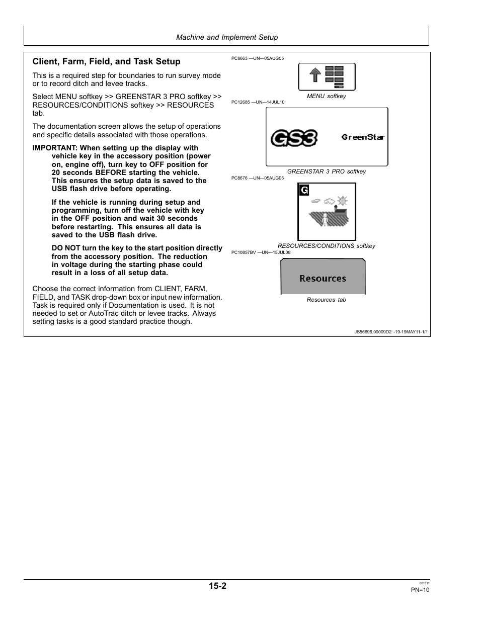 Machine setup, Client, farm, field, and task setup | John Deere SURFACE WATER PRO OMPFP11362 User Manual | Page 10 / 60