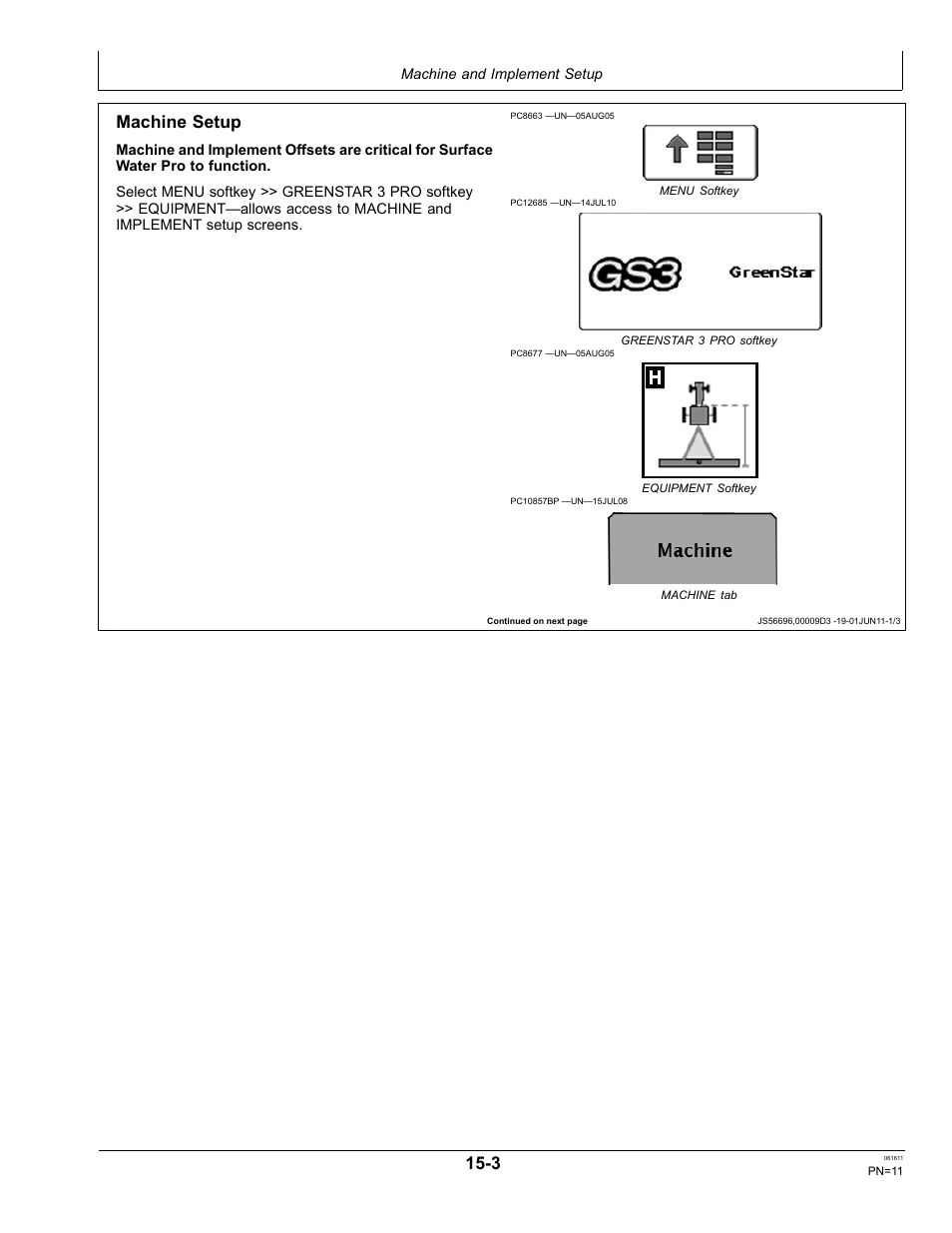 Machine setup | John Deere SURFACE WATER PRO OMPFP11362 User Manual | Page 11 / 60