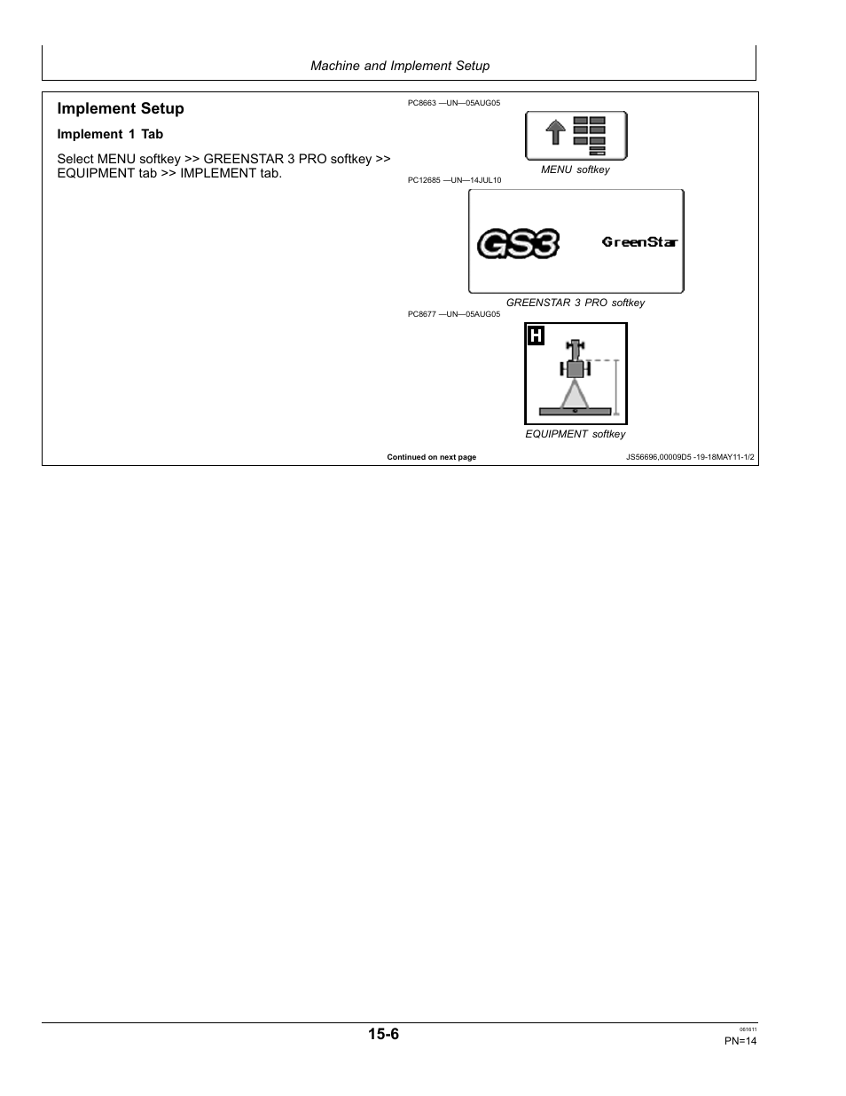 Implement setup | John Deere SURFACE WATER PRO OMPFP11362 User Manual | Page 14 / 60