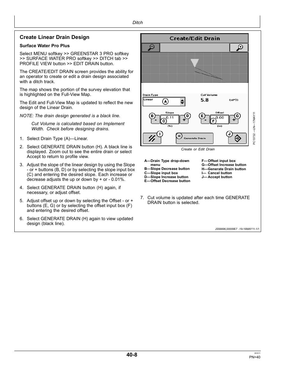 Create linear drain design | John Deere SURFACE WATER PRO OMPFP11362 User Manual | Page 40 / 60