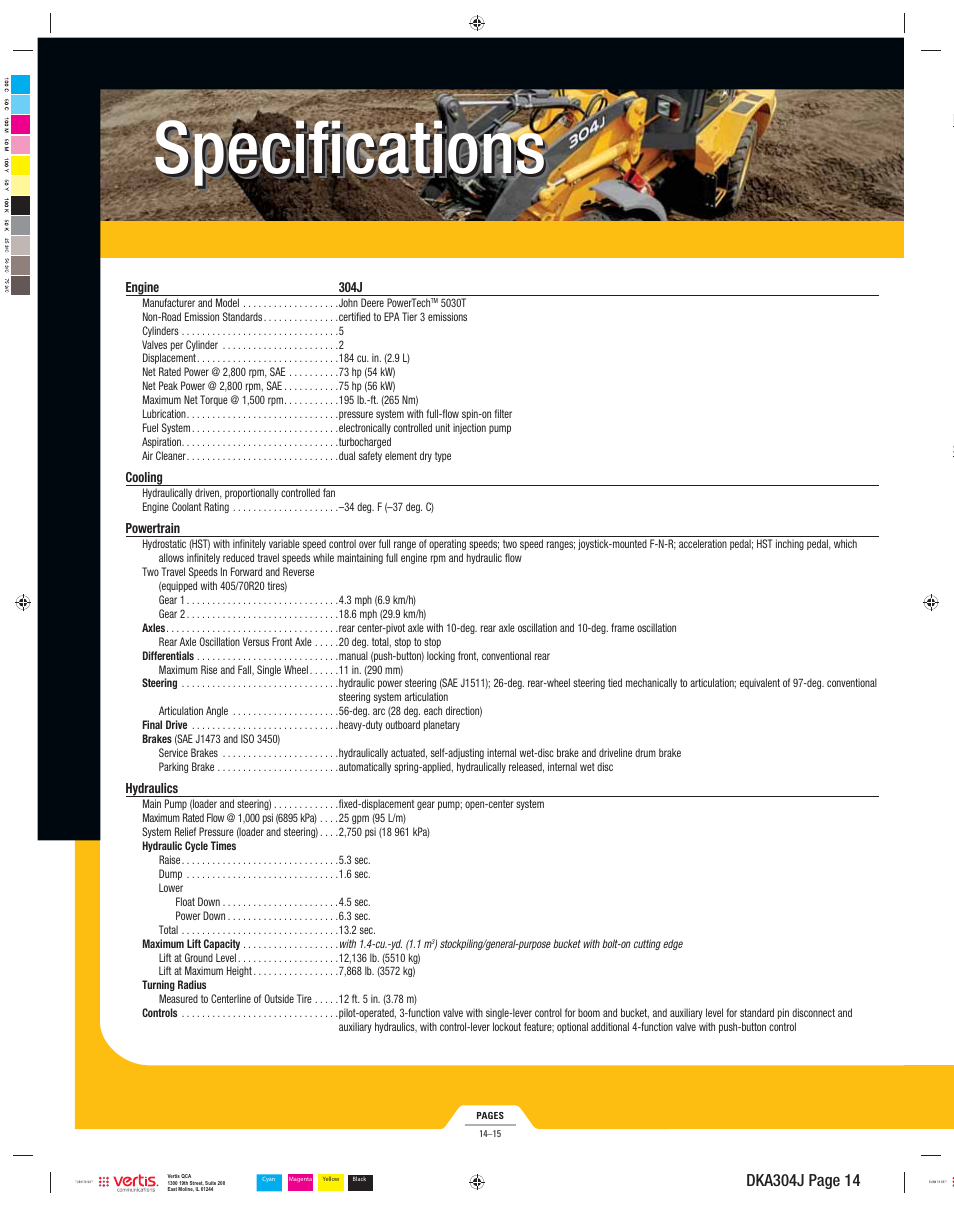 Dka304j_014, Specifications | John Deere 304J User Manual | Page 14 / 18