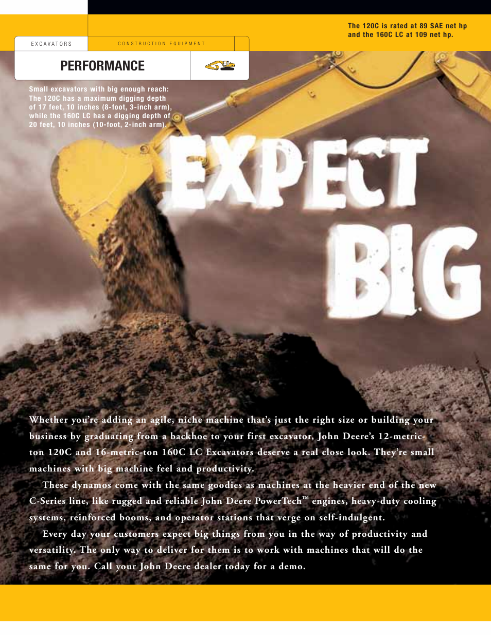 Performance | John Deere 120C User Manual | Page 2 / 16