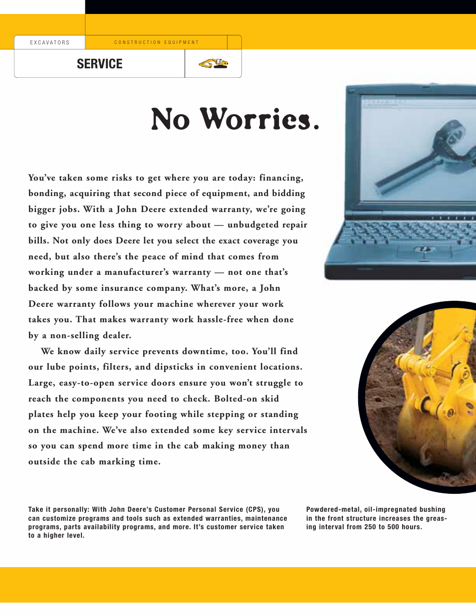 No worries, Service | John Deere 120C User Manual | Page 8 / 16