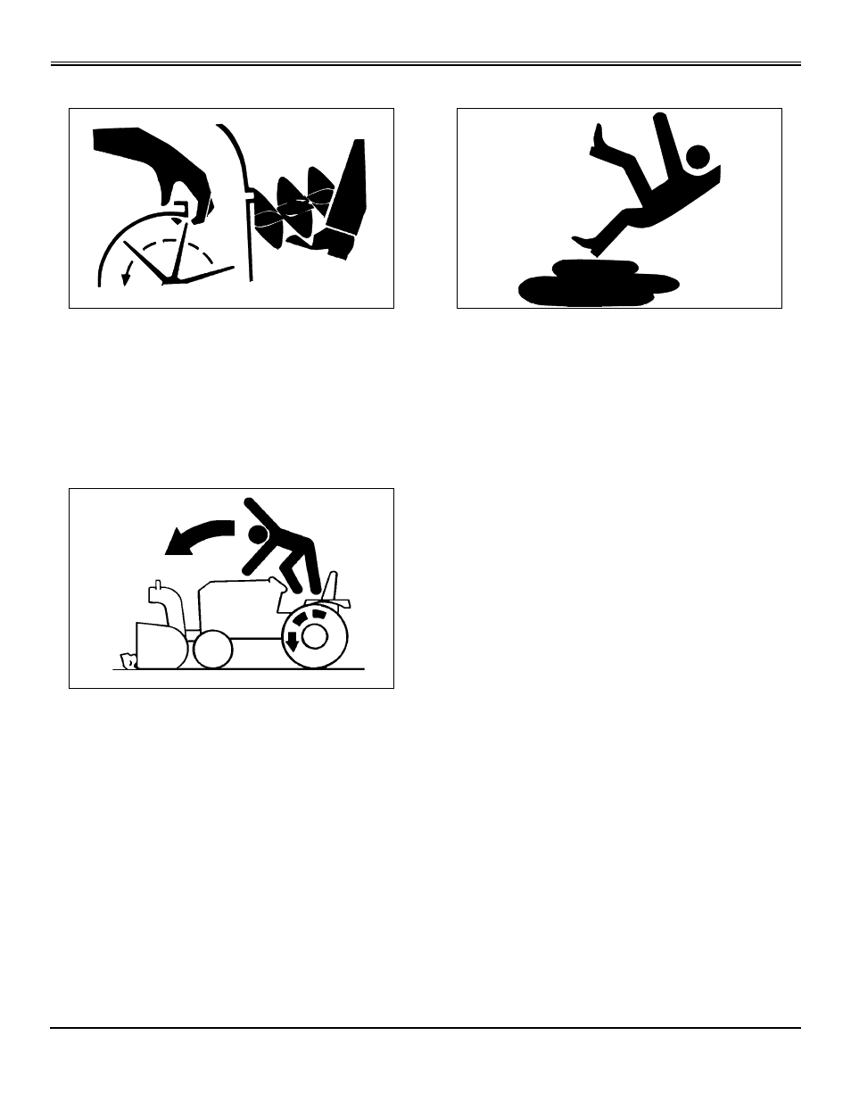 Avoid injury from moving parts, Avoid injury from hitting obstructions, Practice safe maintenance | Safety | John Deere OMGX10742 J9 User Manual | Page 7 / 35