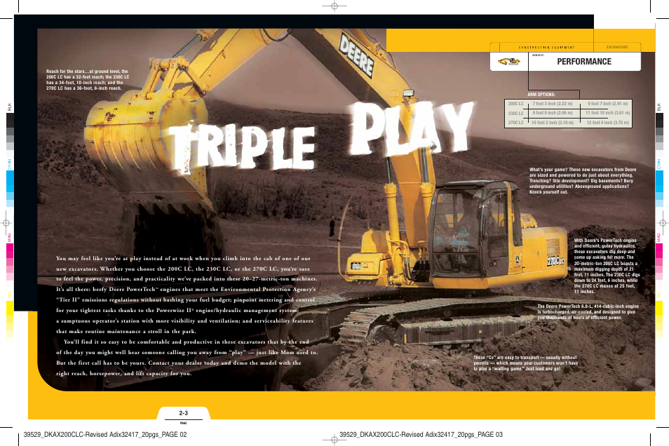 Performance | John Deere 200CLC User Manual | Page 2 / 11
