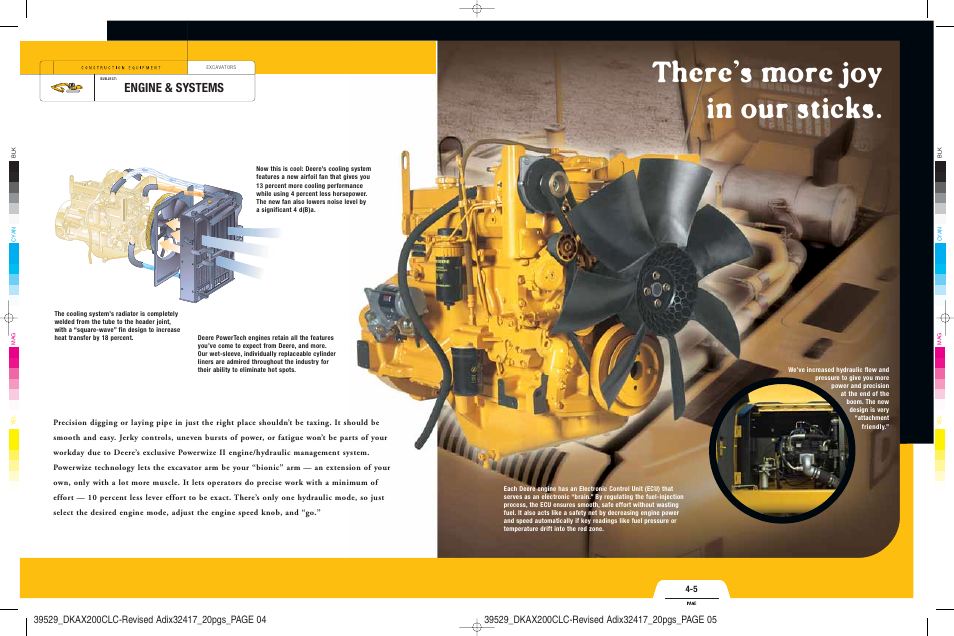 There’s more joy in our sticks, Engine & systems | John Deere 200CLC User Manual | Page 3 / 11