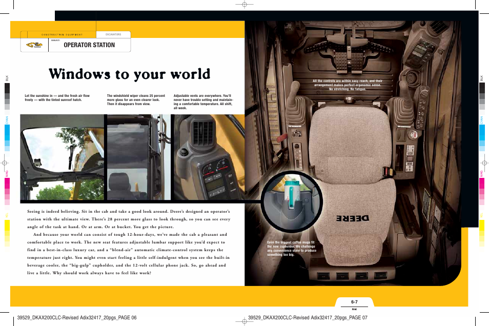 Windows to your world, Operator station | John Deere 200CLC User Manual | Page 4 / 11