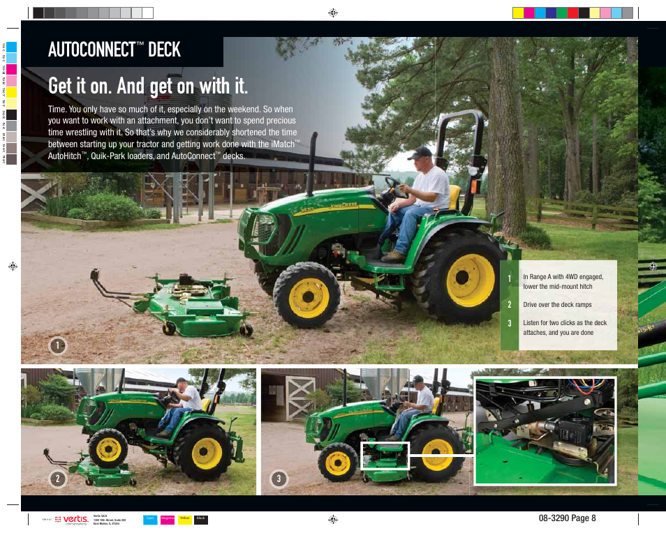 Get it on. and get on with it, Autoconnect, Deck | John Deere 3005 User Manual | Page 8 / 16