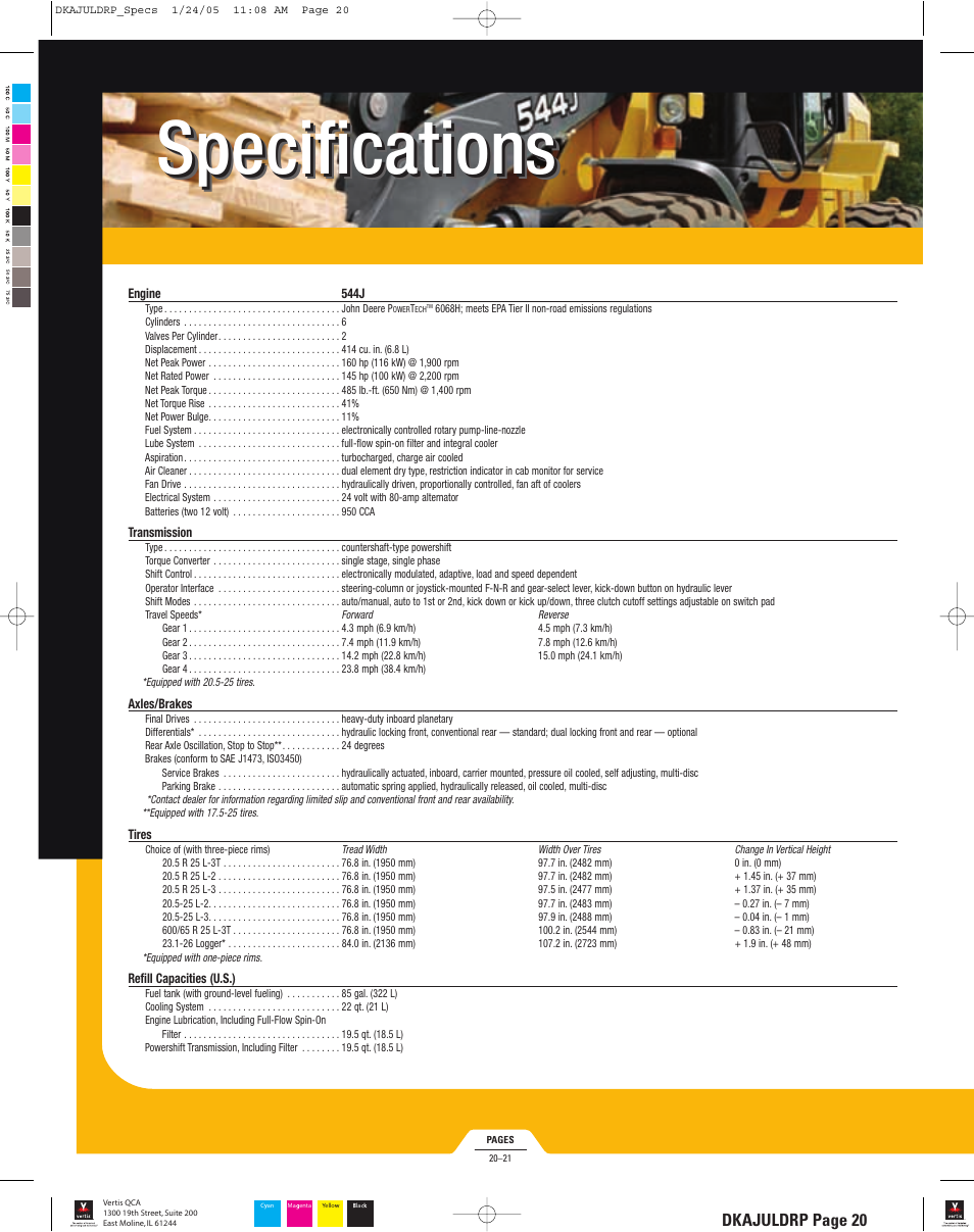 Dkajuldrp_20_lr, Specifications | John Deere 444J User Manual | Page 20 / 28