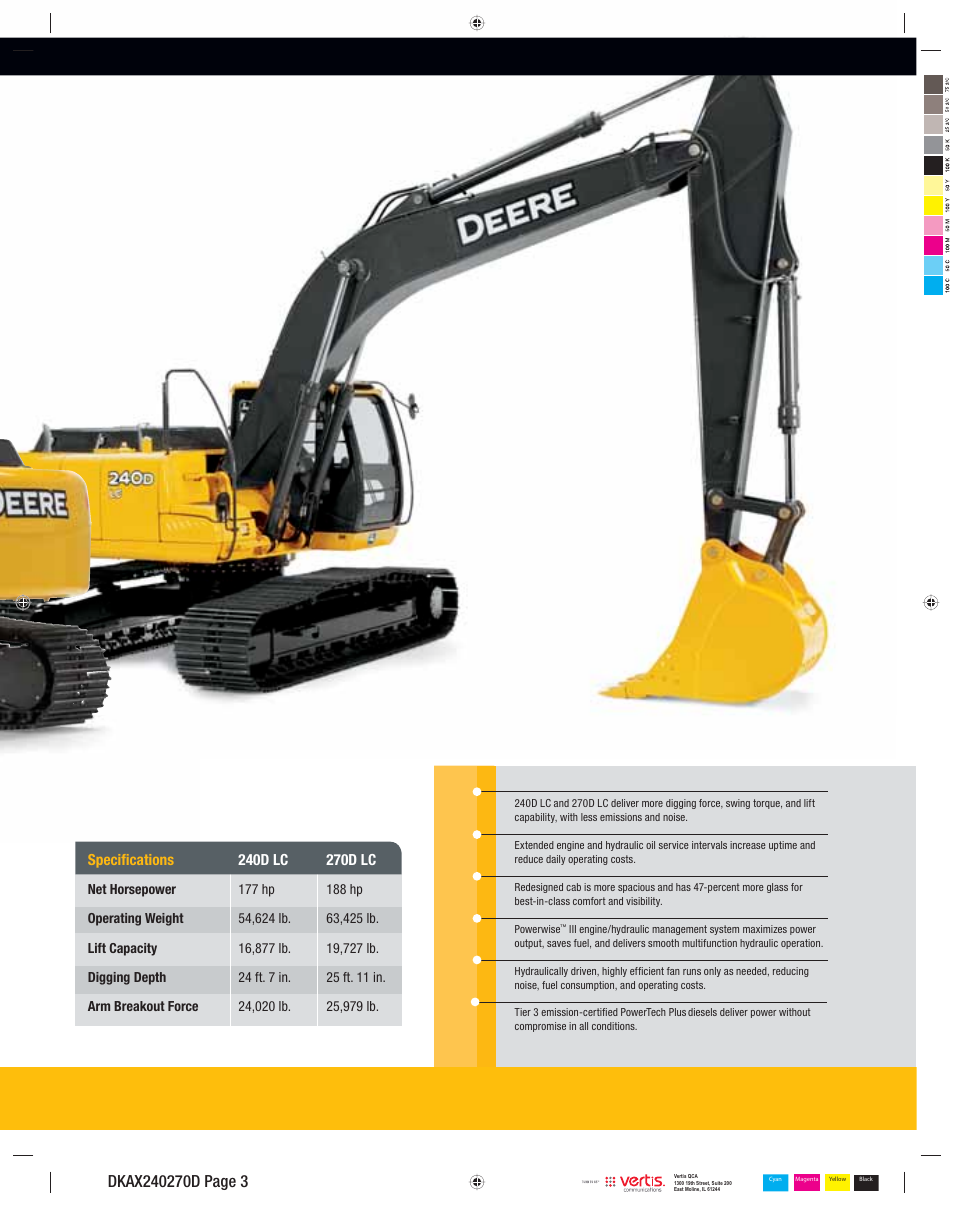 Specifi cations | John Deere 270D LC User Manual | Page 3 / 20
