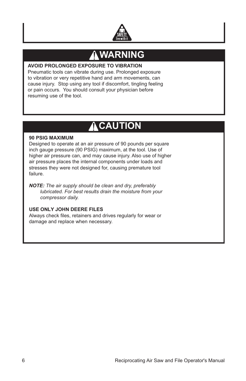 Warning caution | John Deere AT-3402-J User Manual | Page 6 / 32