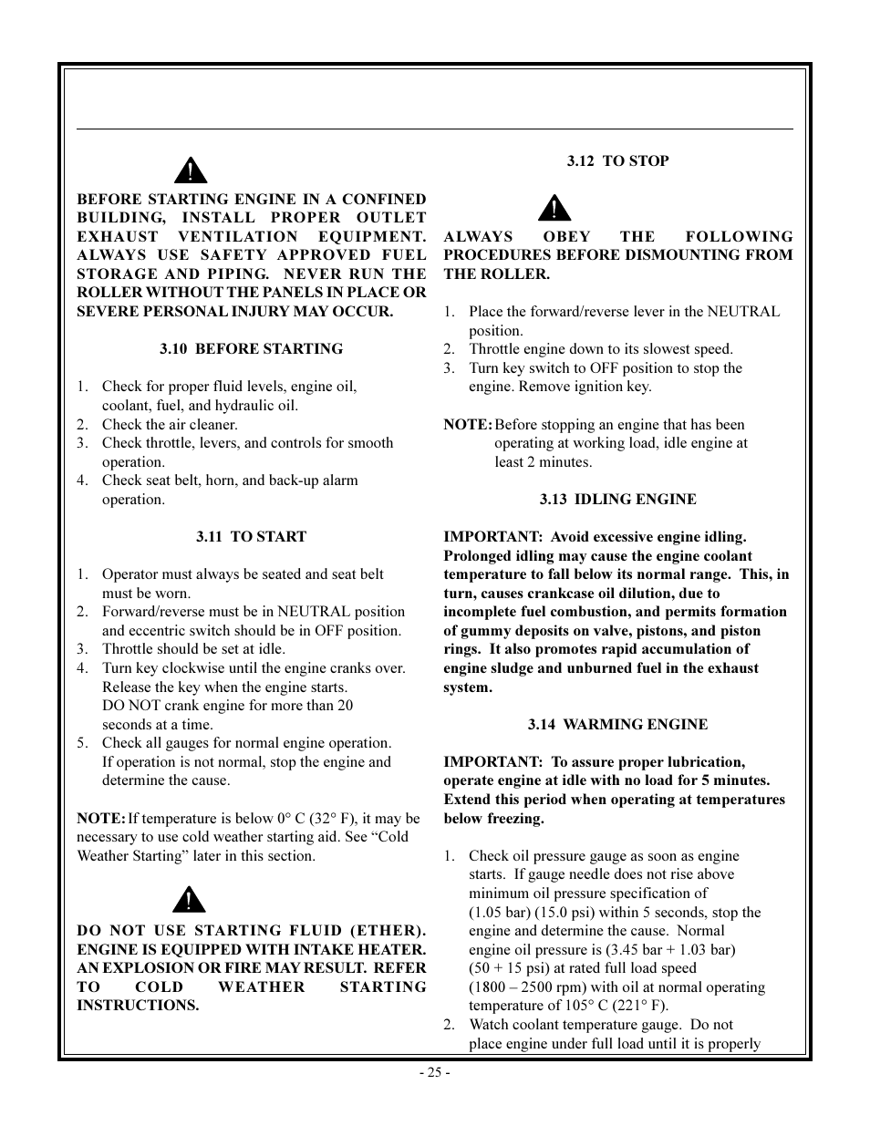Warning, Operation | John Deere rhino pd54 User Manual | Page 25 / 97