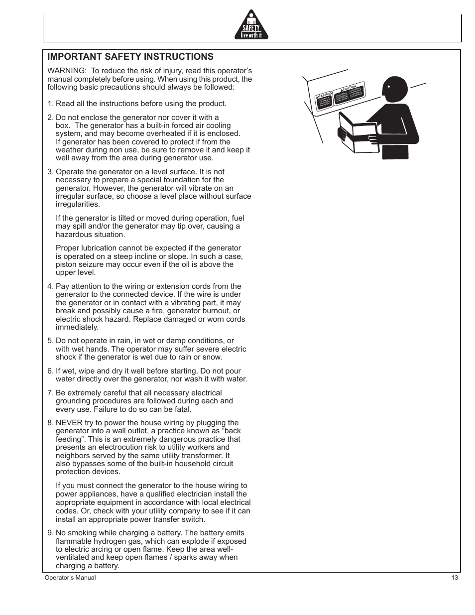 Important safety instructions | John Deere HR-G1700i User Manual | Page 13 / 124