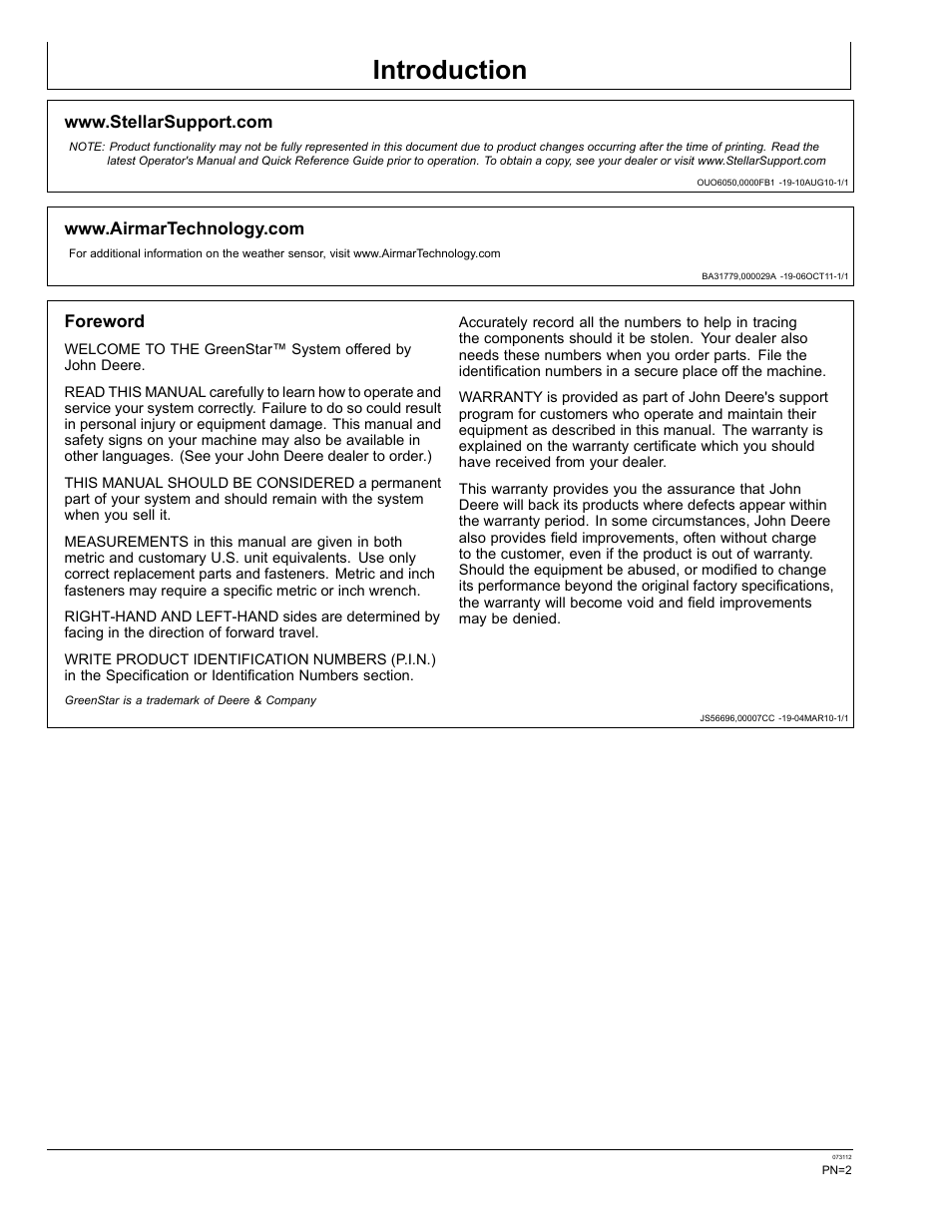 Introduction, Foreword | John Deere OMPFP12515 User Manual | Page 2 / 24