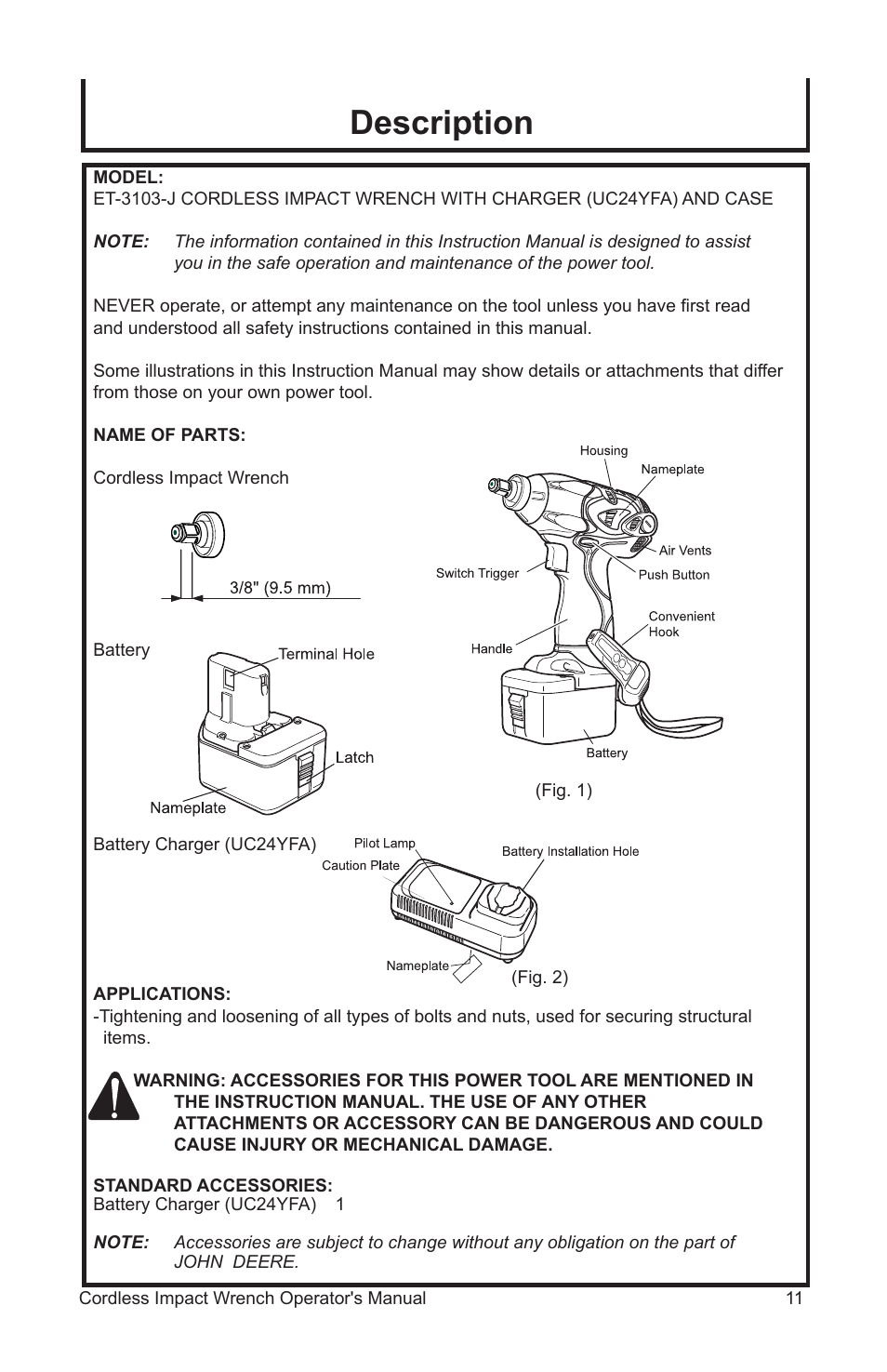 Description | John Deere ET-3103-J User Manual | Page 11 / 76
