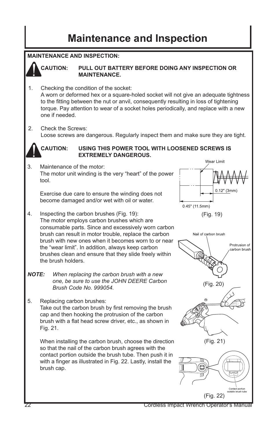Maintenance and inspection | John Deere ET-3103-J User Manual | Page 22 / 76