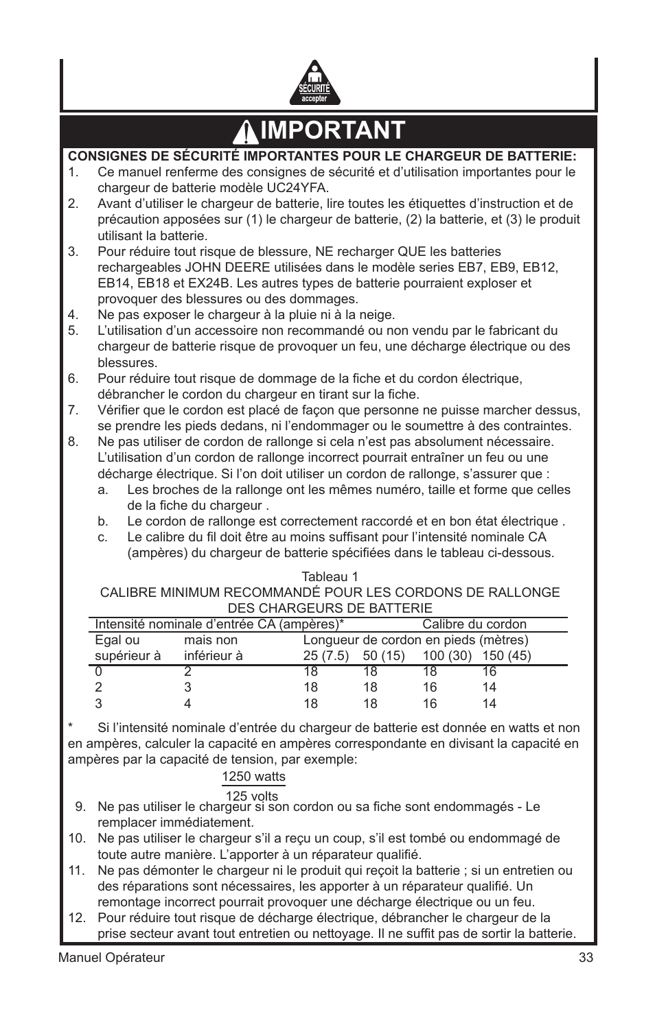 Important | John Deere ET-3103-J User Manual | Page 33 / 76