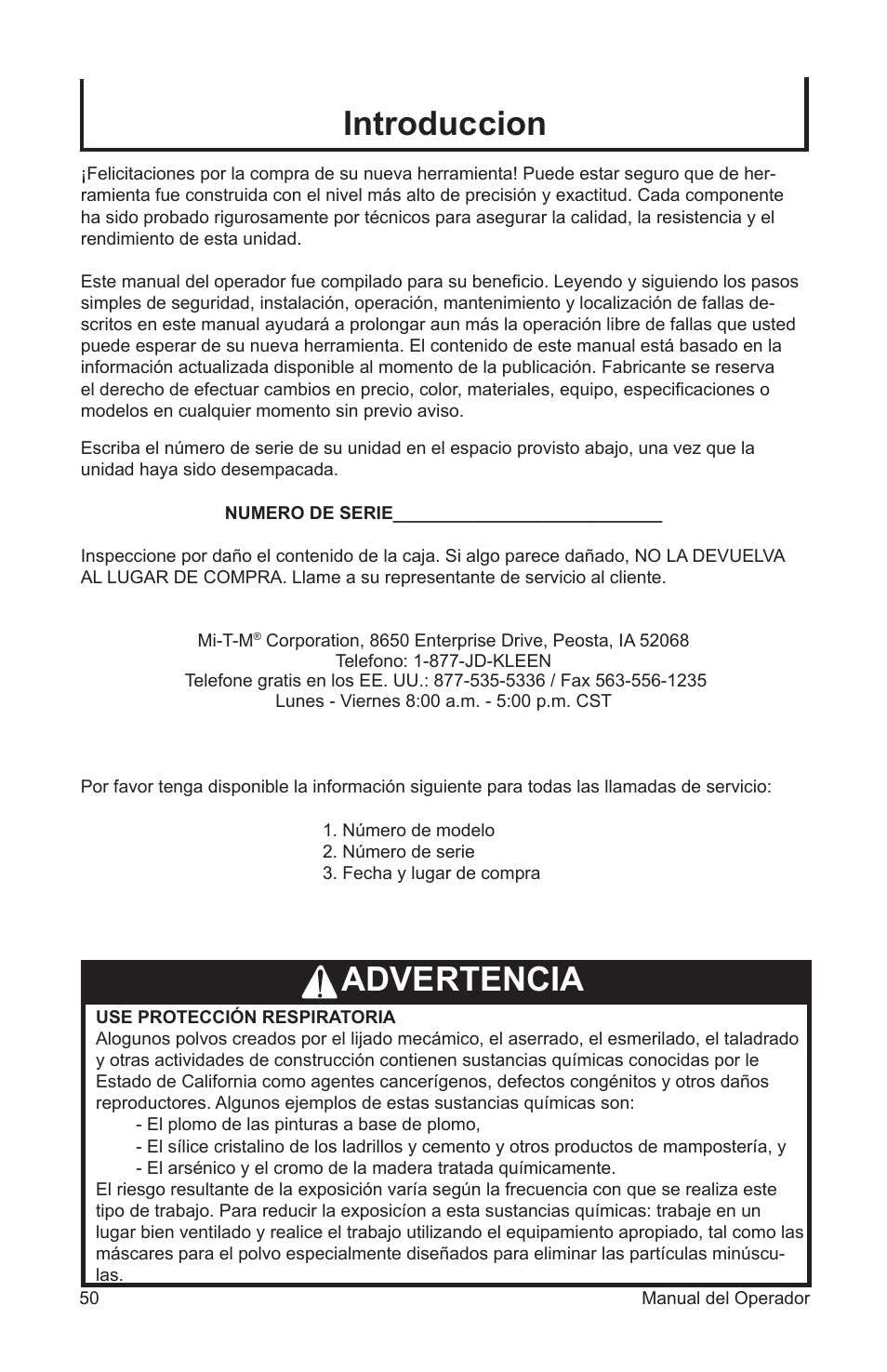 Introduccion, Advertencia | John Deere ET-3103-J User Manual | Page 50 / 76