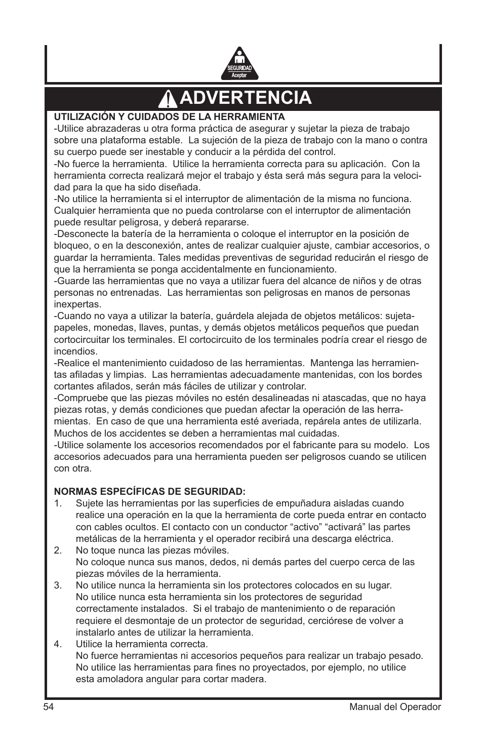 Advertencia | John Deere ET-3103-J User Manual | Page 54 / 76