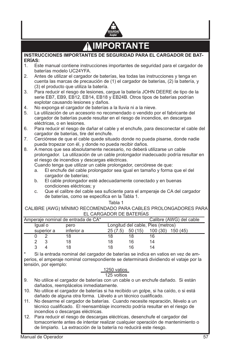 Importante | John Deere ET-3103-J User Manual | Page 57 / 76