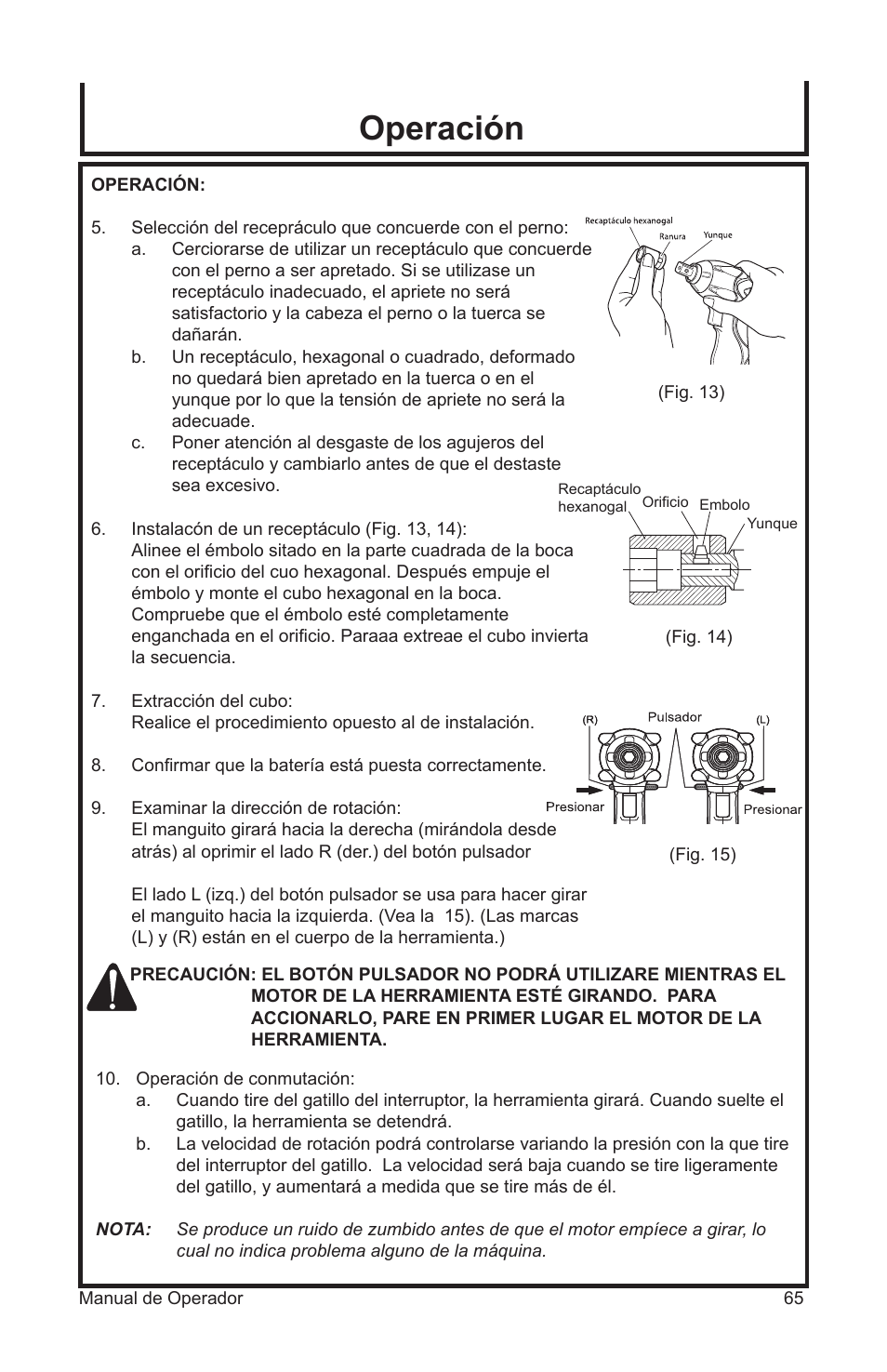 Operación | John Deere ET-3103-J User Manual | Page 65 / 76